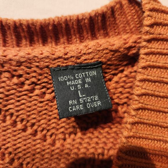 Vintage Perry Ellis America Burnt Orange Argyle Chunky Knit Vest Women's Large - Picture 5 of 8